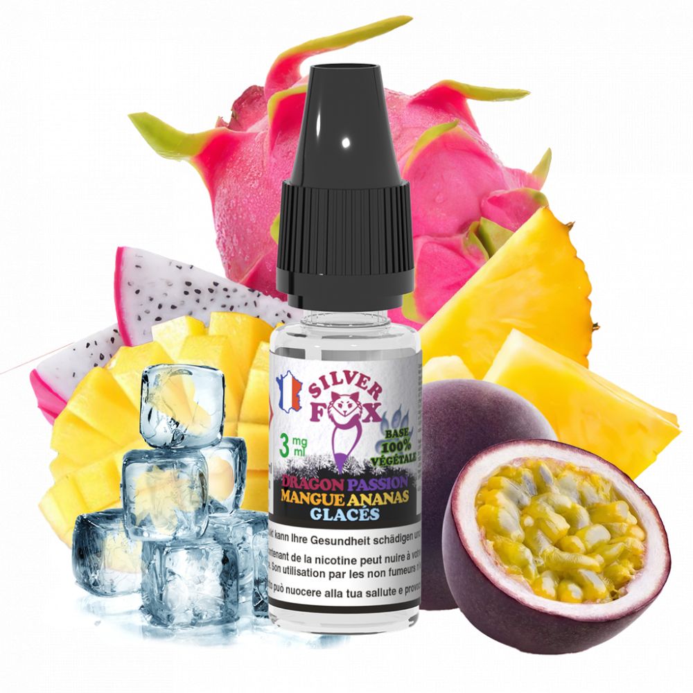 E-liquide 10 ml Dragon,Passion, Mangue, Ananas Glacés